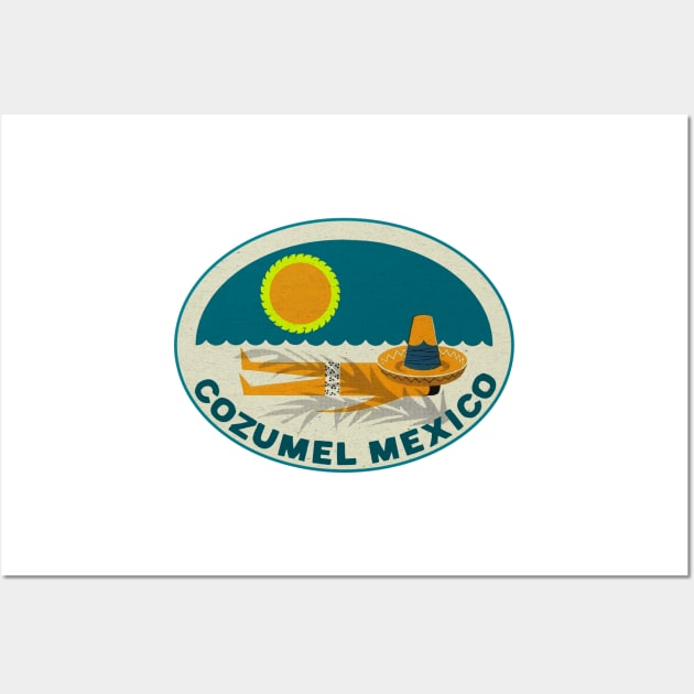 Cozumel Mexico Vintage Style Travel Beach Ocean Vacation Wall Art by TravelTime